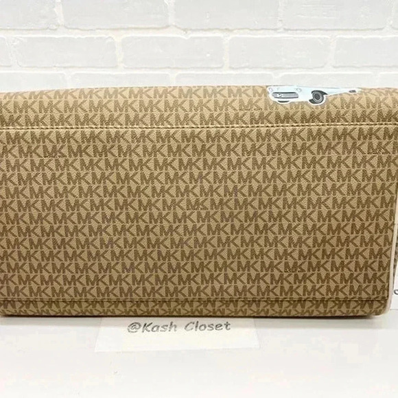 Michael Kors Weekender Travel Bag Top Zip Large Jet Set Girls Travel Light Cream - Picture 7 of 11